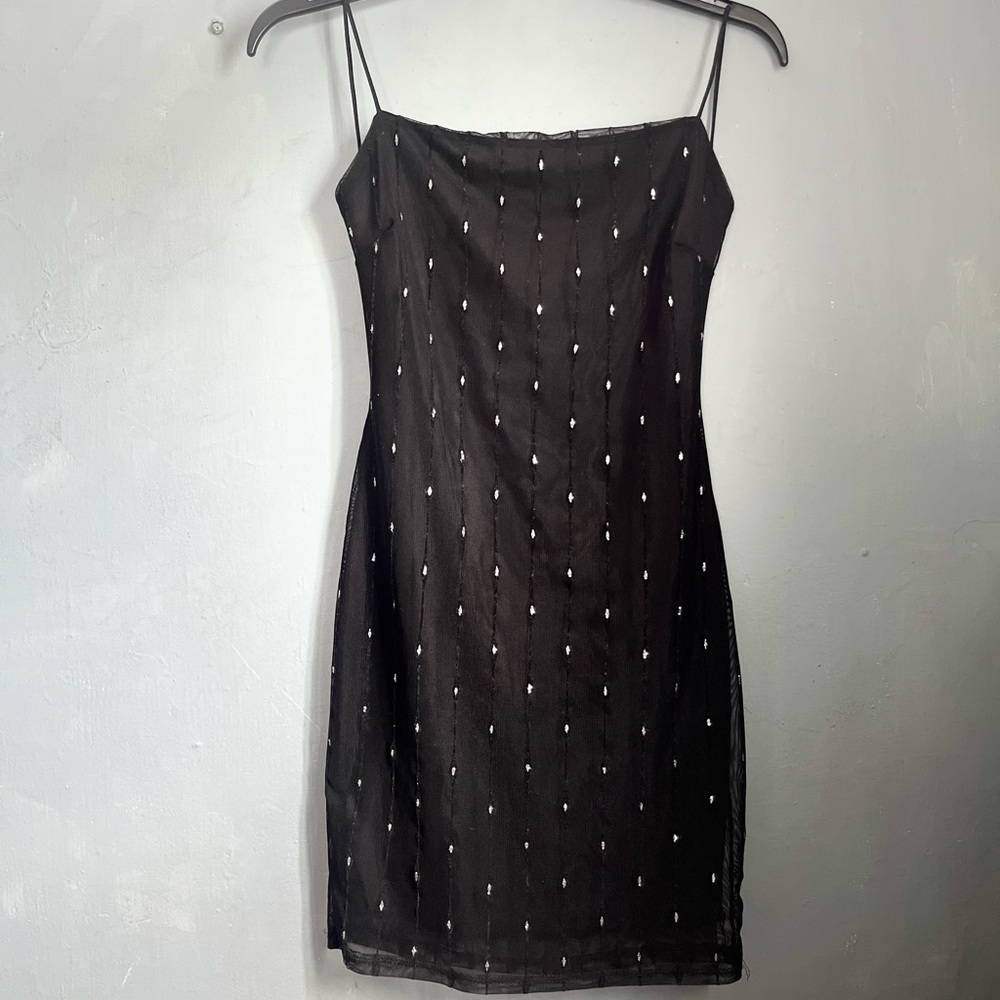 Noir black short size L dress with glittery spots